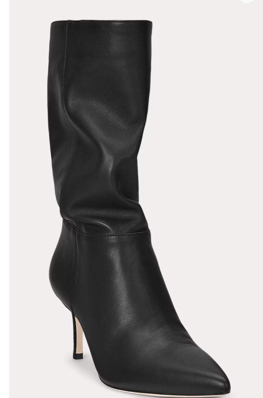 Lauren Ralph Lauren Leanna Nappa Leather Boot Black $225 10B